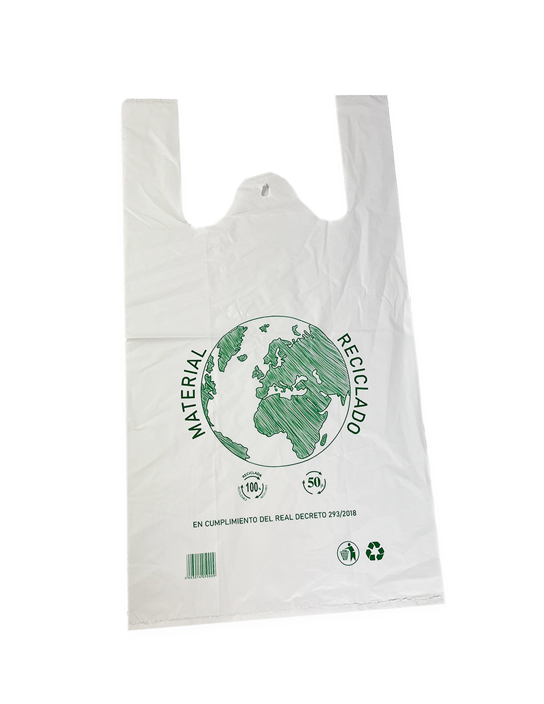 Bolsa camiseta blanca g200 - plástico 70% reciclado