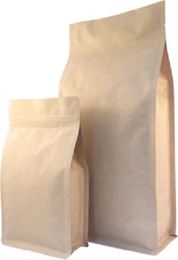 Bolsa de fondo plano kraft - con cierre zip (flat bottom - Bolsa de caja)