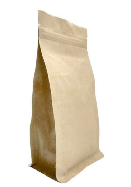 Bolsa de fondo plano kraft - con cierre zip (flat bottom - Bolsa de caja)