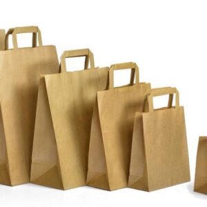 Bolsas de asa plana en papel kraft liso