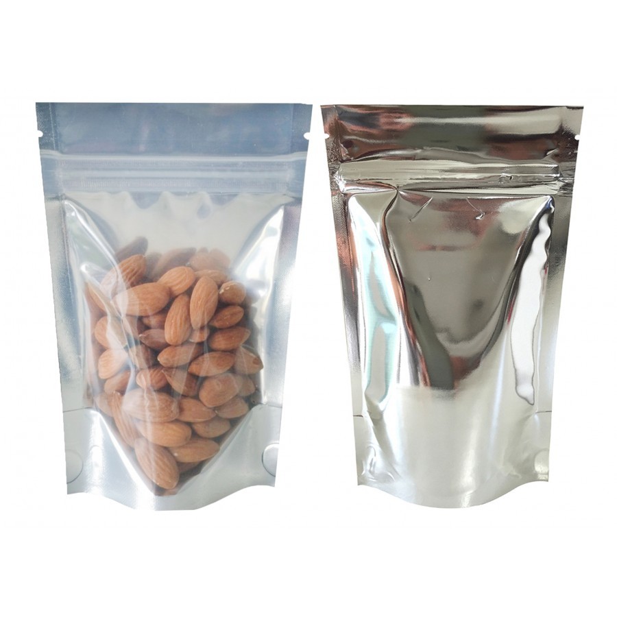 Bolsa doypack transparente-plata