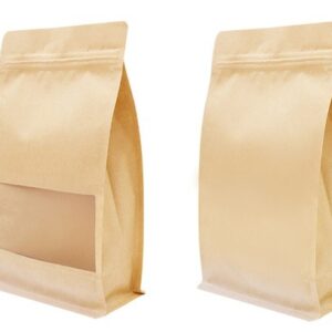 Bolsa de fondo plano kraft con ventana - (flat bottom - Bolsa de caja)