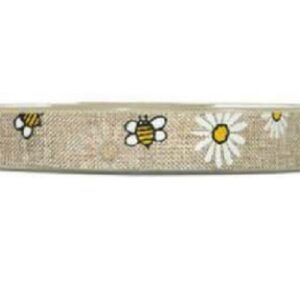 Cinta margaritas y abejas 15mm x 20 m. color gris paloma-4127P52