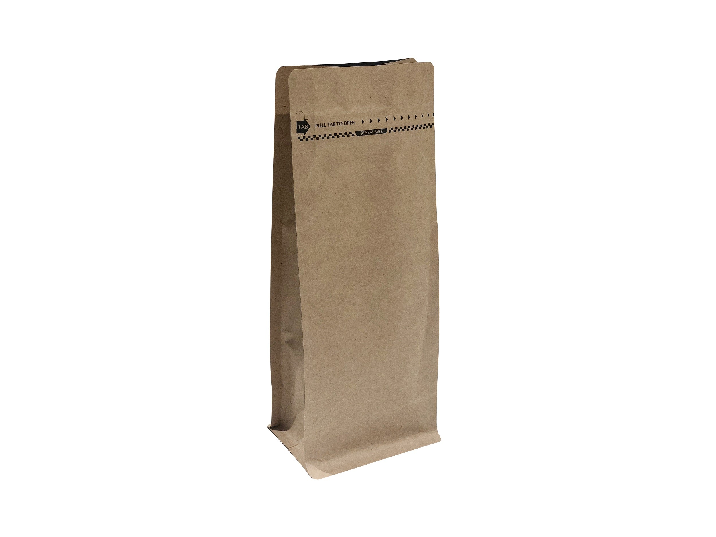 Bolsa de fondo plano kraft - con cierre zip libre de aluminio (flat bottom - Bolsa de caja)