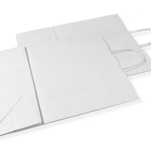 Bolsas de papel blanco con asa rizada