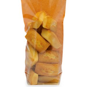 Bolsa transparente / naranja con cartón en la base