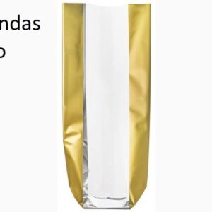 Bolsas decoradas Bandas Oro, con cartón en la base