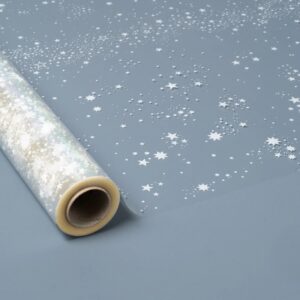 Bobina polipropileno transparente estrellas blancas 0,7x50 mt