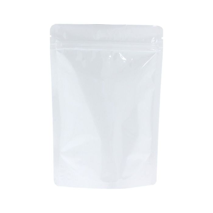 Bolsa Doypack de Aluminio Blanco Brillo con Zip y Alta Barrera